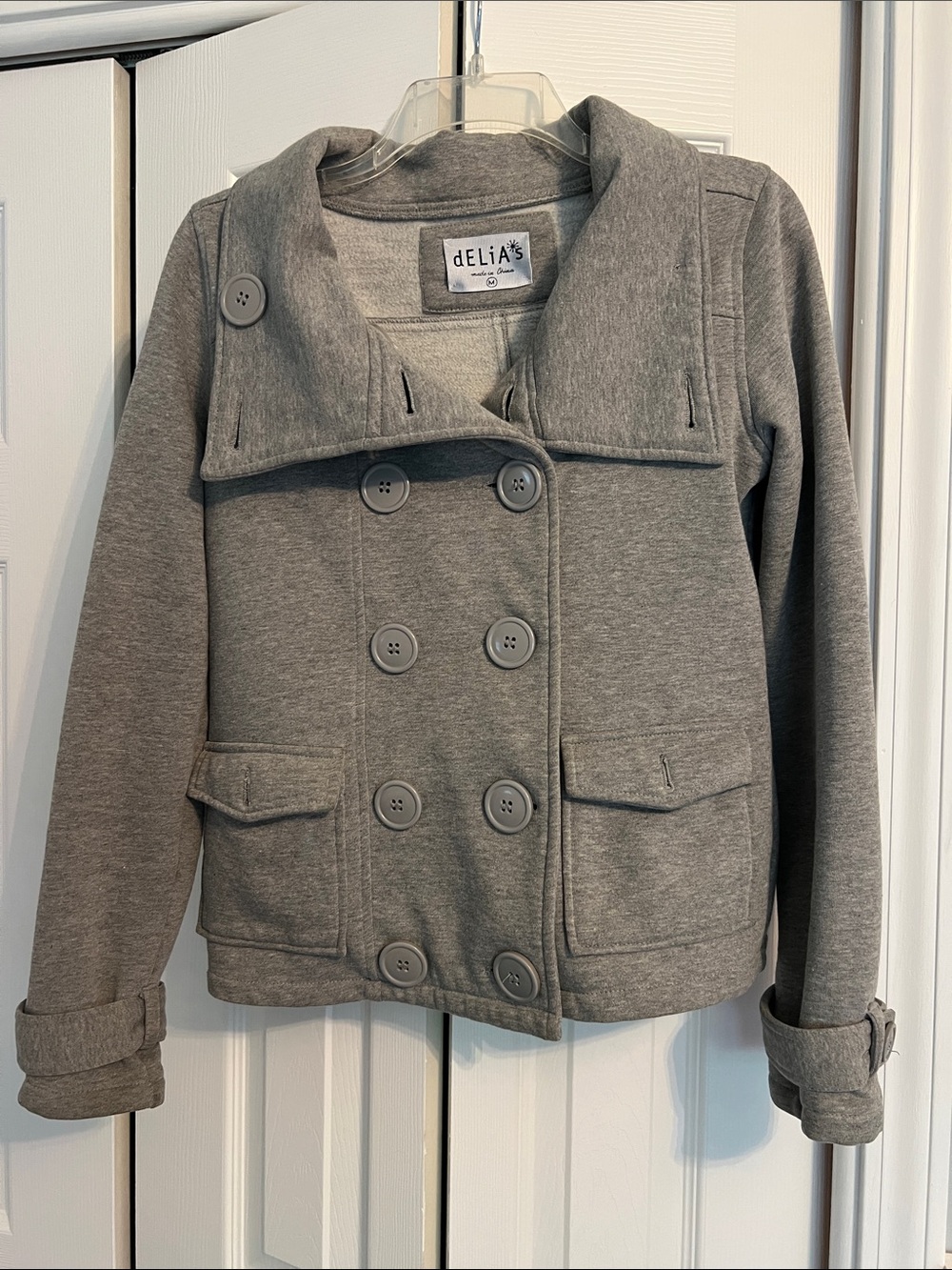 dELiA*s Gray Double-Breasted Girls Peacoat